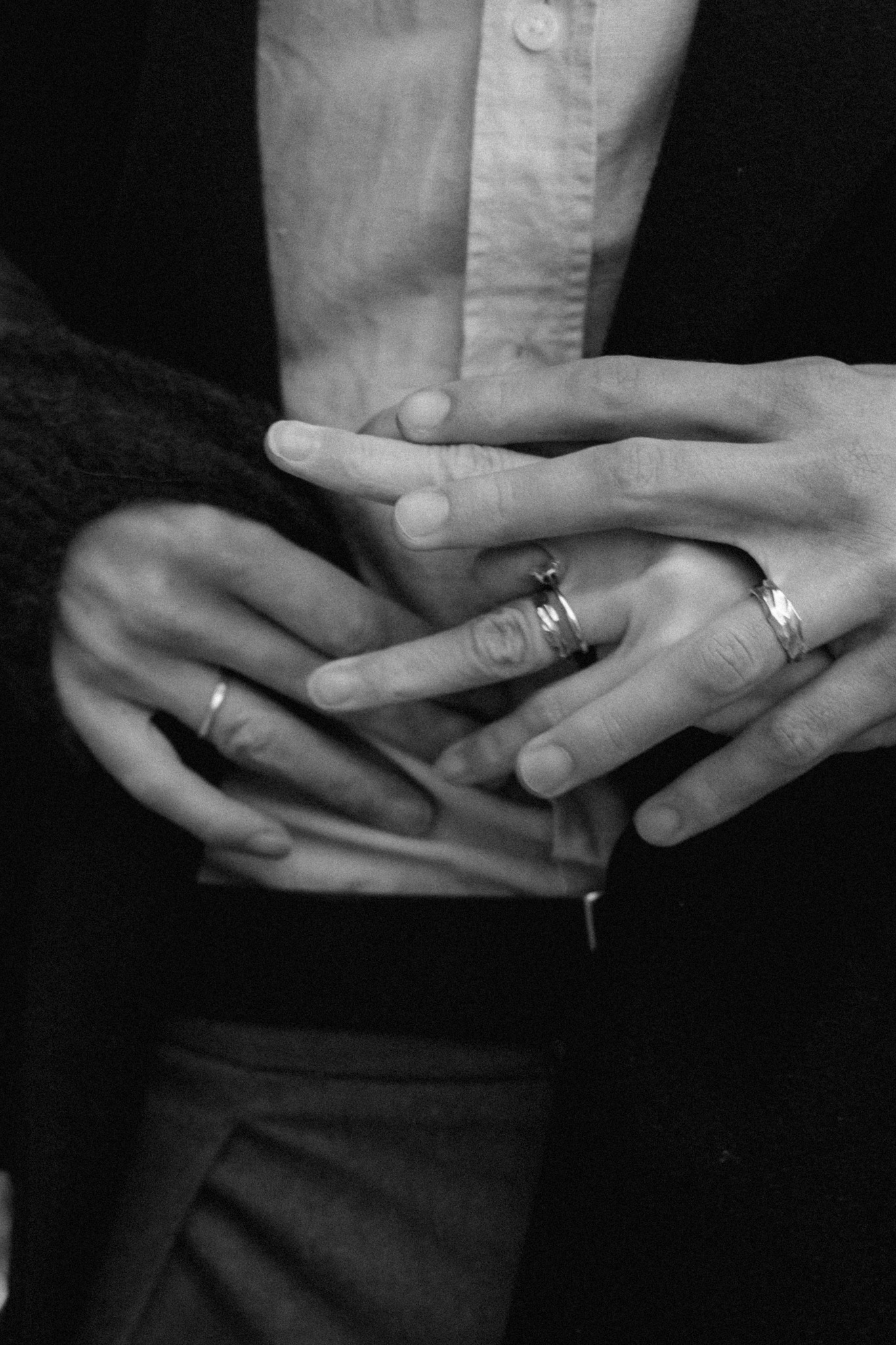 Close detail of a couple holding each other